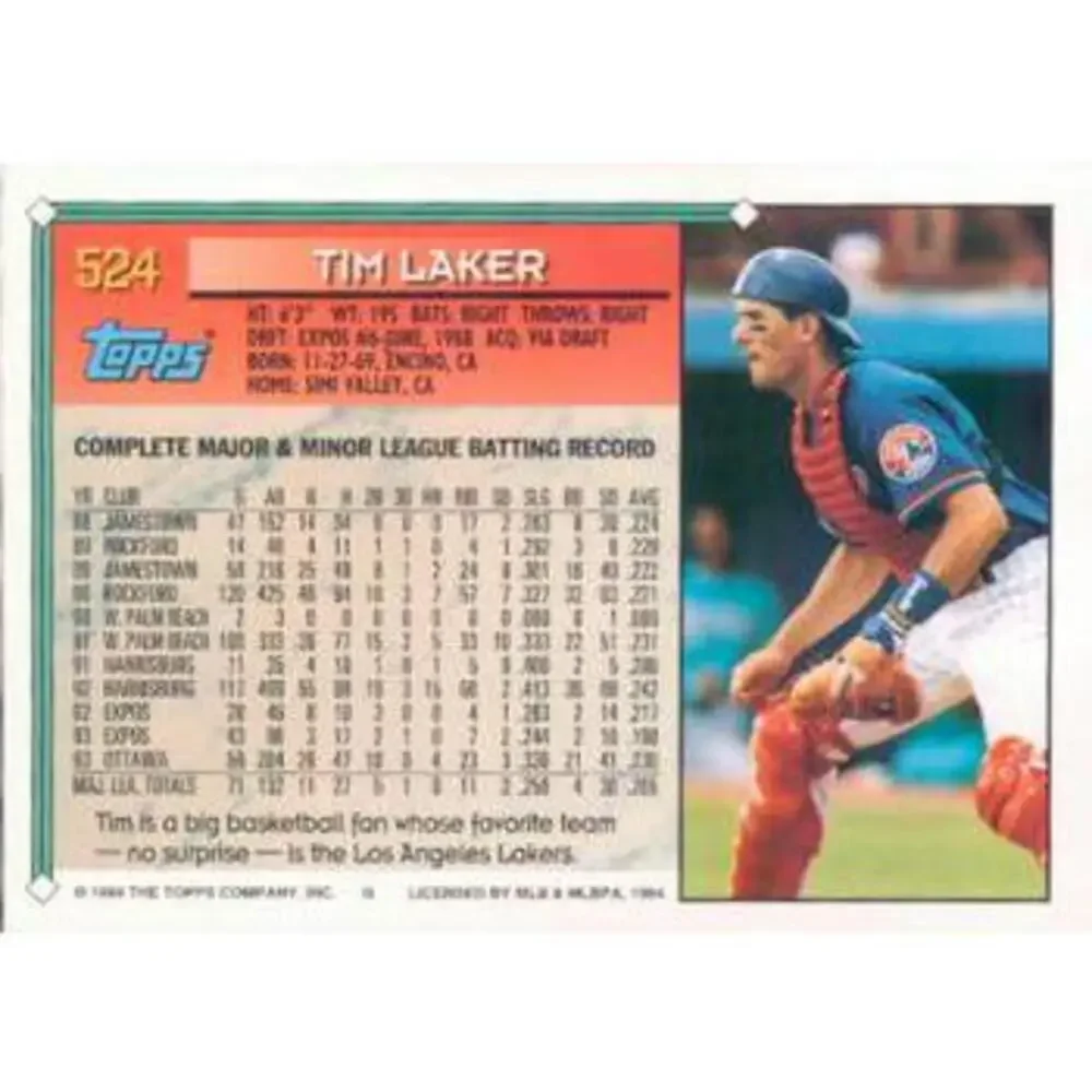1994 Topps Tim Laker # 524 Montreal Expos